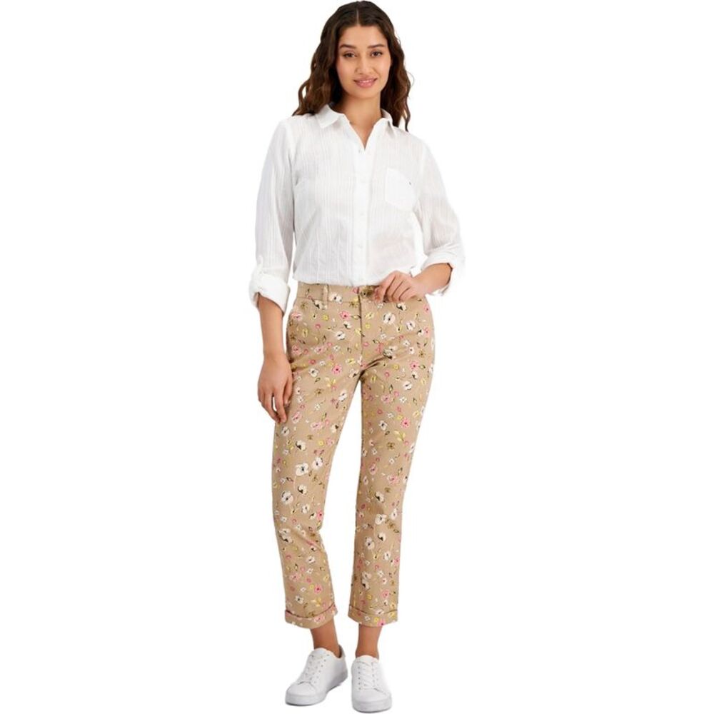 Tommy Hilfiger Womens Floral-Print Straight Leg Relaxed Chino Casual Pants, ,...